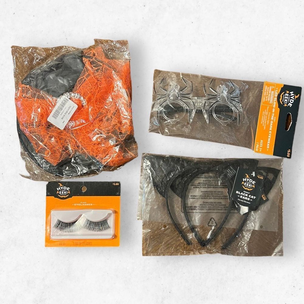 Kit Halloween Costume Accessories Cat‎ Ears Witch Hat Spider Glasses Eyelashes
